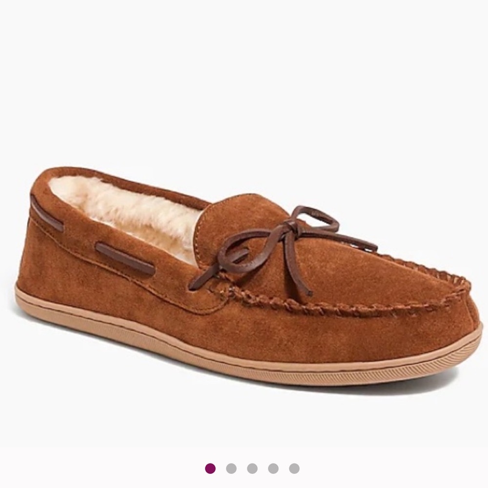 J. Crew Classic Strap Lined Brown Suede MOCCASIN Super Soft Slippers, Size 12